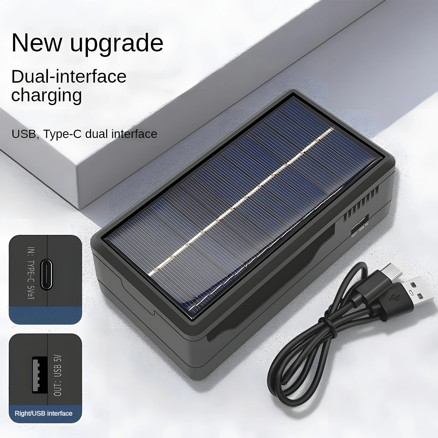 18650 Solar lithium Battery Charger 2 slots with LED Light for 18650 14500 16340 26650 universal Charger ( Battery Not Included)