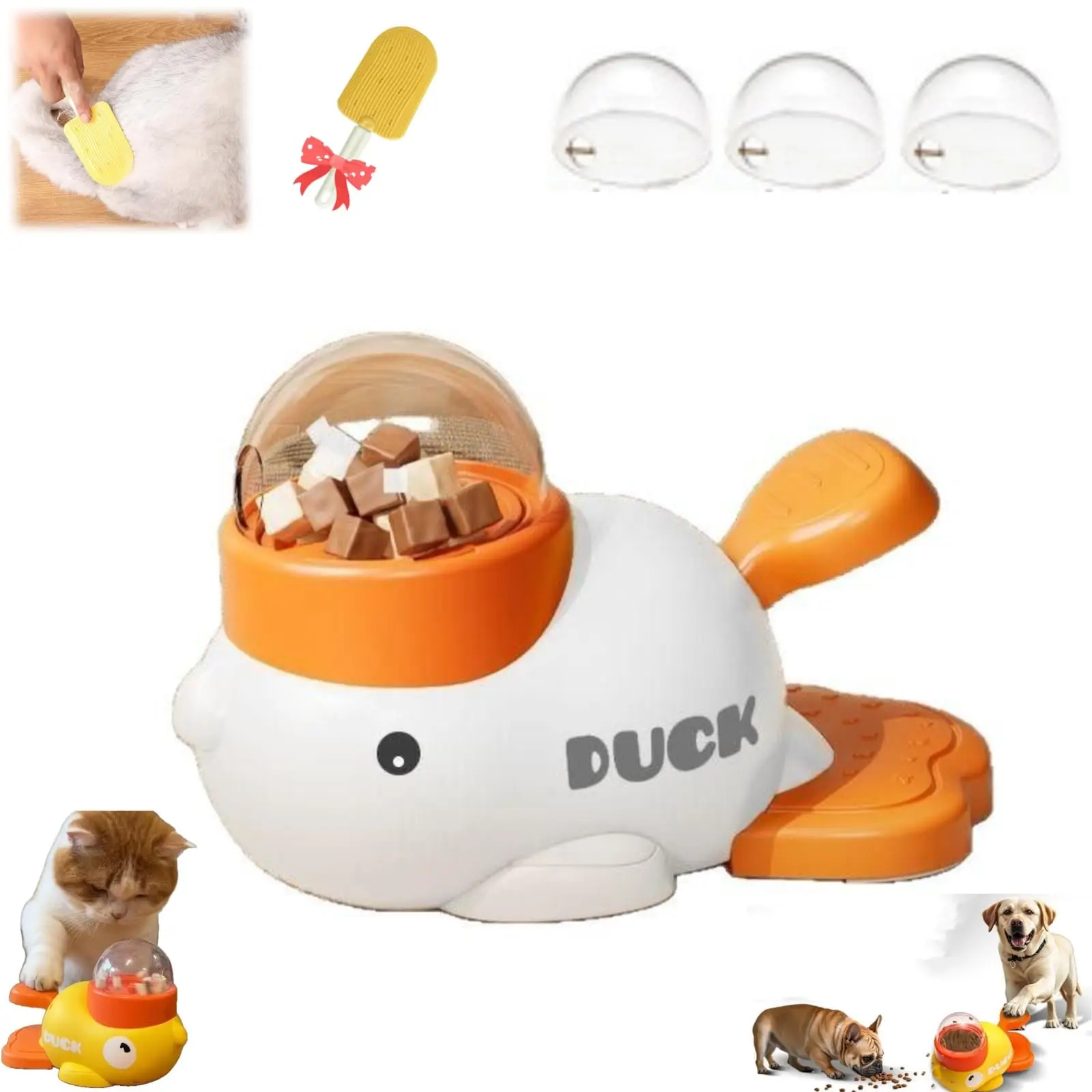 Distributore Automatico di Cibo per Animali Domestici a Forma di Anatra, Giocattolo Educativo per Cani e Gatti, Previene l'Alimentazione Eccessiva, Supporta Più Famiglie, Giocattolo per l'Addestramento
