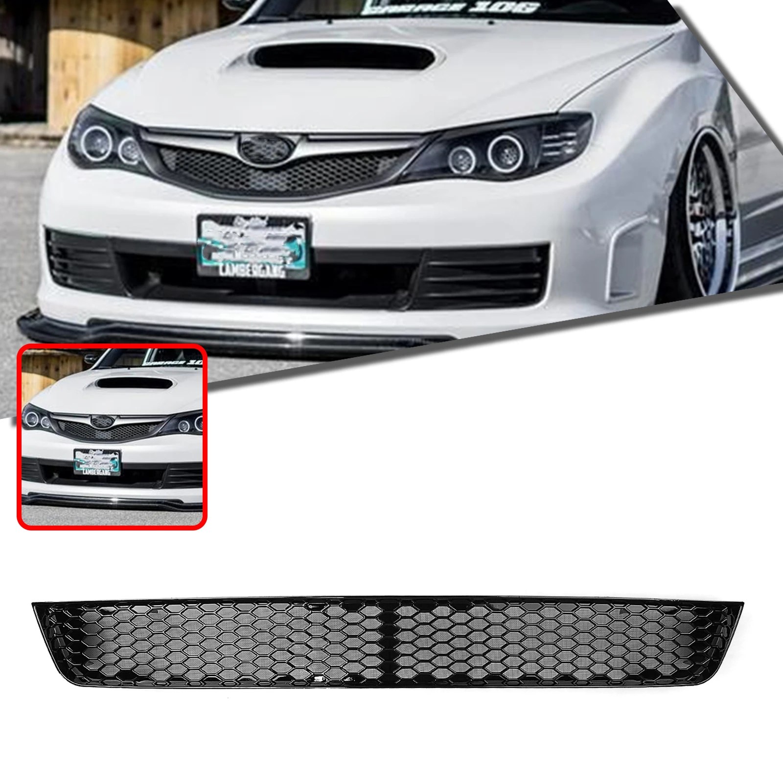 

Глянцевая черная передняя решетка из углеродного волокна, нижняя решетка, бампер, сетка, вентиляционная решетка для Subaru Impreza WRX STi 10TH Gen 2008-2011