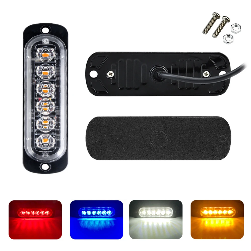 6LED Car Warning Light Grill Signal Breakdown Emergency Light Car Truck Trailer Beacon Lamp LED Side Light For Cars 12V 24V