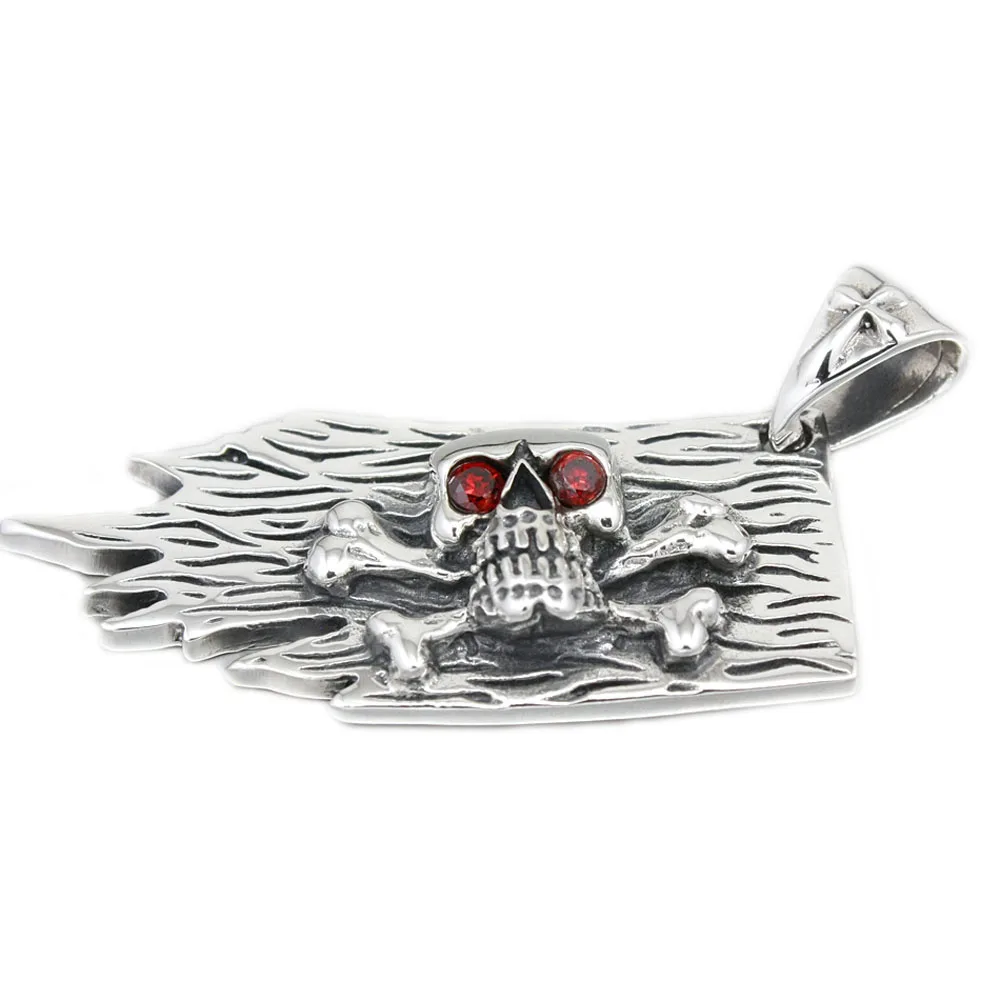 

Skull Bone Cross Pirate Flag 925 Sterling Silver Pendant 8N007