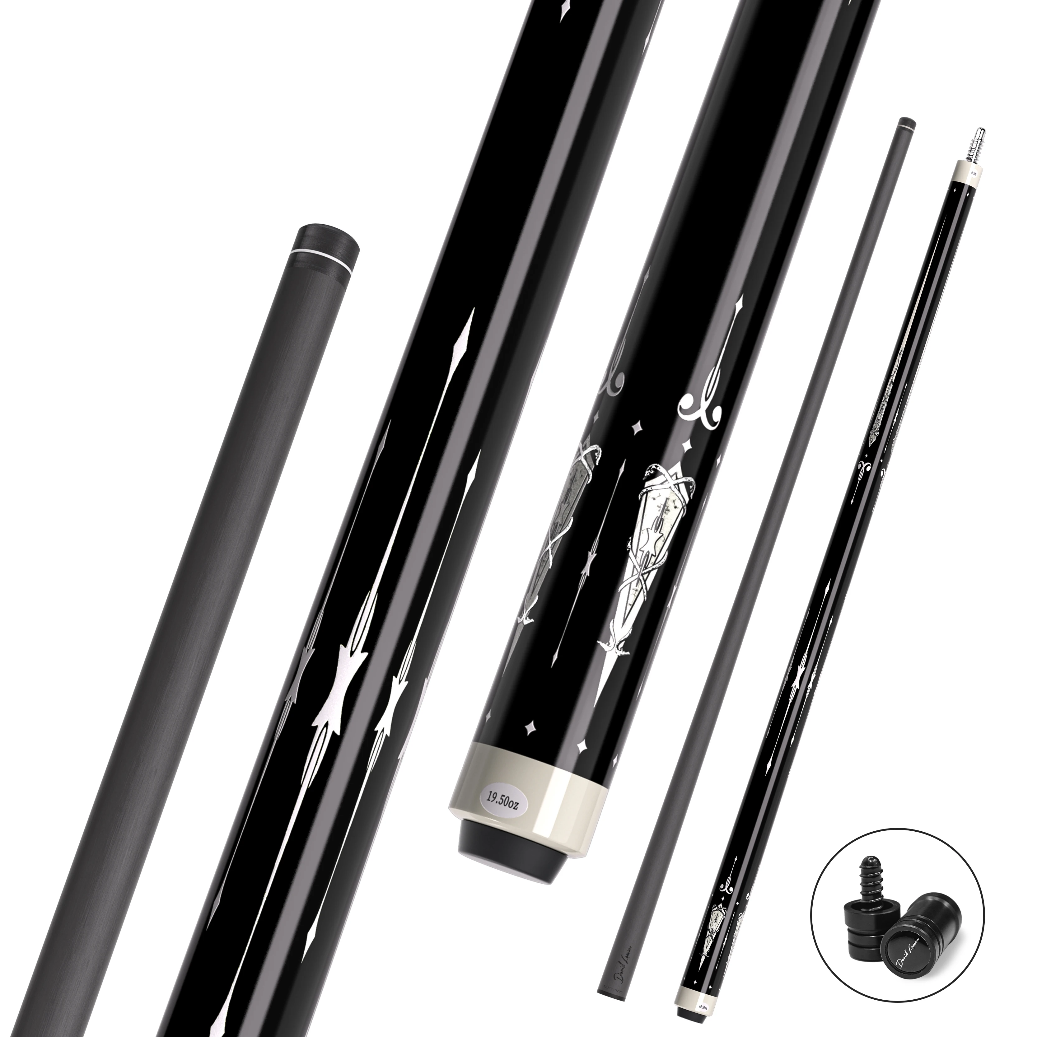 

David Loman Billiard Carbon Fiber Pool Cue Stick 58 inches,3/8 * 8-Pin Joint and 11.5mm/12.5mm Pen Tip，Professional billiards