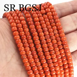 4x6mm Keshi Rondelle Column Jewelry DIY Loose Real Genuine Natural Small Spacer Vintage Orange Coral Beads 15