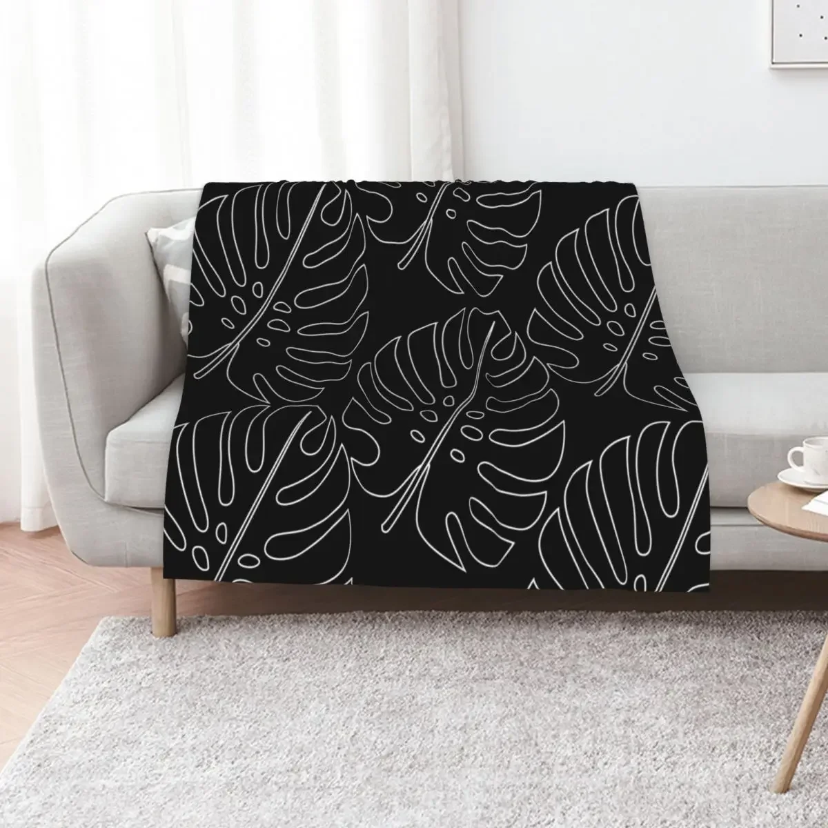 

Minimalistic Monstera Throw Blanket Decorative Beds Sofa Bed linens Thermals For Travel Blankets