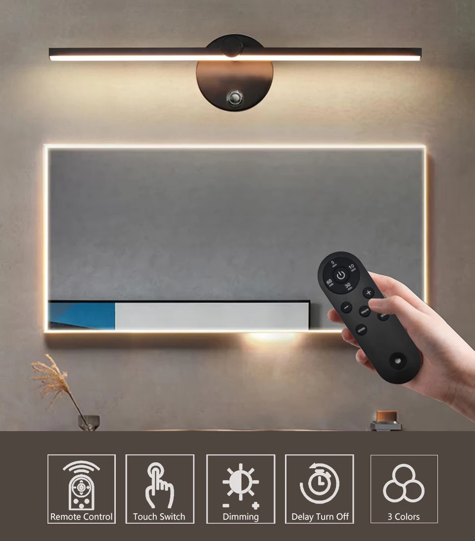 Minimalistische LED-Wandleuchte mit Touch-Fernbedienung, 3 Farben, dimmbar, zeitgesteuert, USB-wiederaufladbar, magnetisch, ohne Kabel, Wandleuchte für den Innenbereich, Schlafzimmer, Nachttisch,