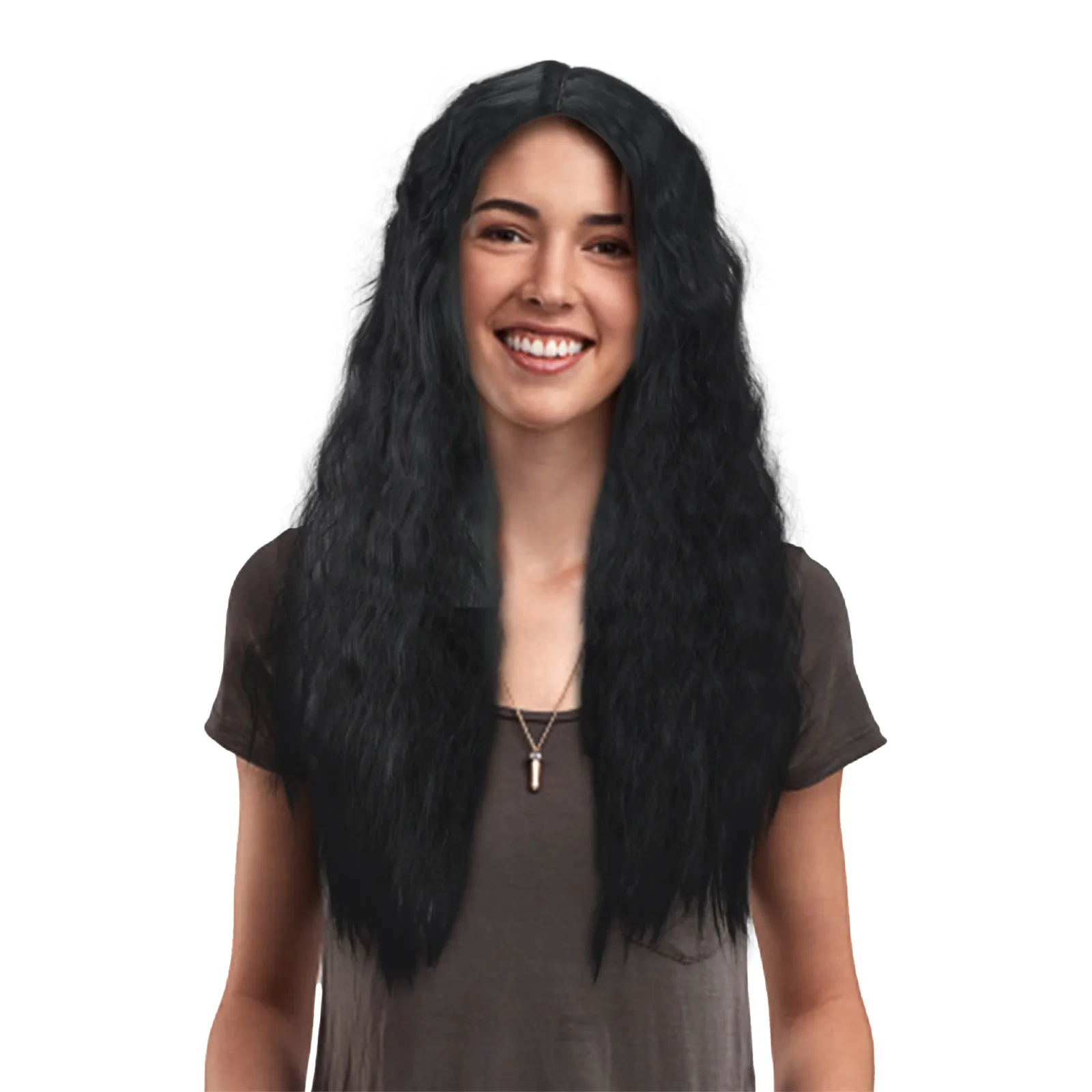 1pc Women'S Wig Headpiece High Temperature Silk Chemical Fiber Wig Black Long Curly Hair Style Cosplay Scene Popular Network