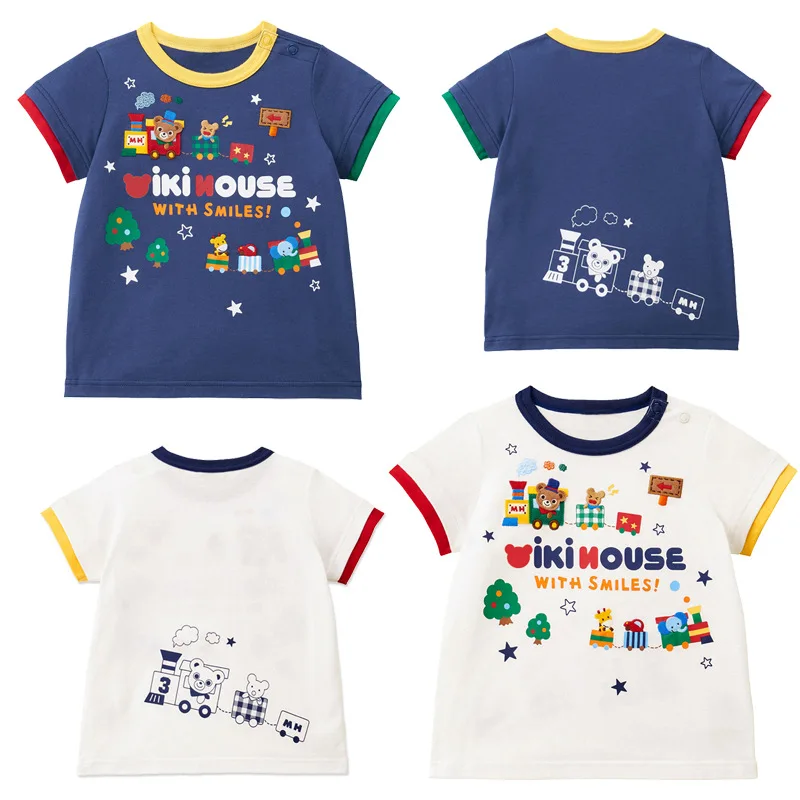 2026 Summer Korean Kids T Shirt Cartoon Train Boys Girls Cotton Tops Children Clothing Toddler Tees Preschool T Shirts