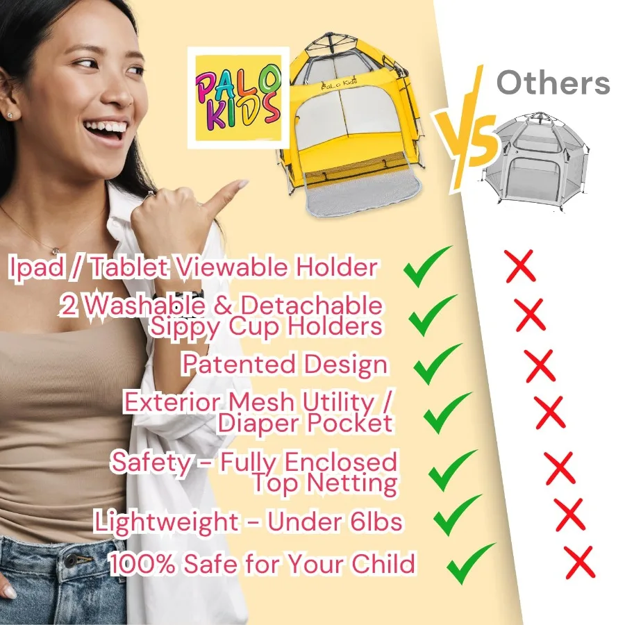 Cercadinho pop up - cercadinho portátil para bebês - cercadinho pop e go com barraca de praia para bebês com dossel - cercadinho para bebês interno e externo pop