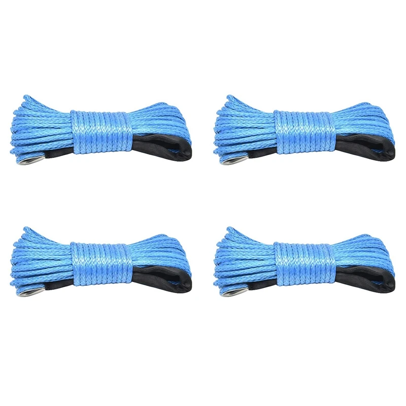 

4X 7700Lbs Electric Winch Rope Nylon Rope High Strength Fiber Rope 6Mmx15m Car Trailer Rope Trailer Belt