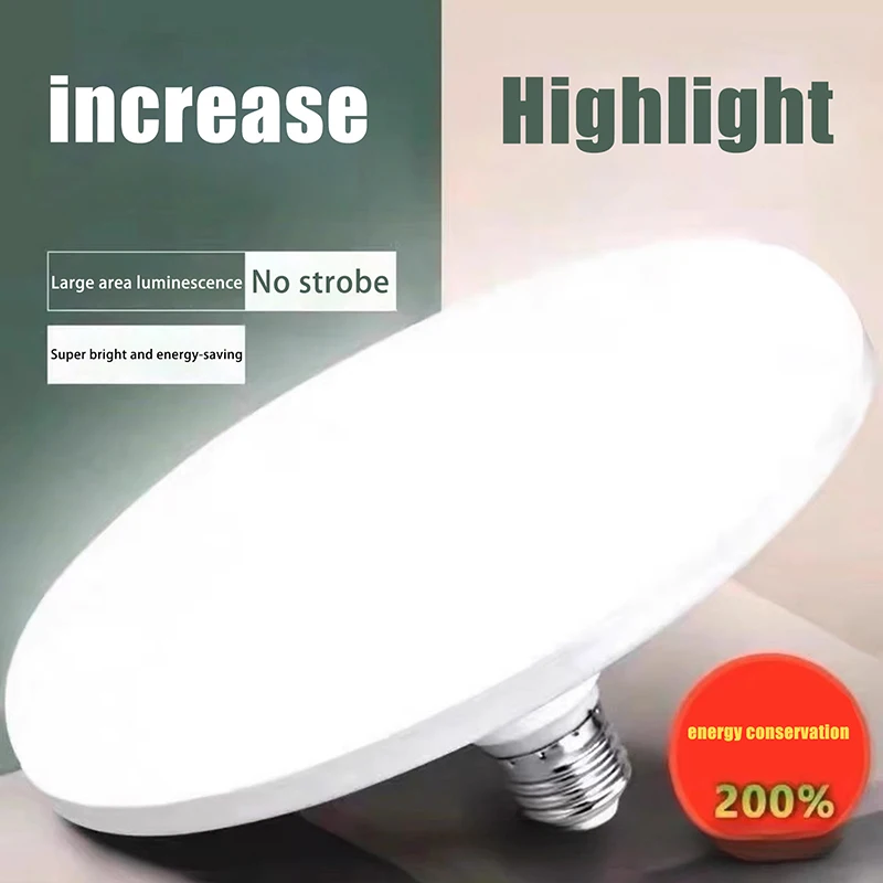 SW1Pc New 20-200W Indoor Lighting Flying Saucer Light Ceiling Lamp Garage Light LED Bulb AC 220v E27 Base Energy Saving Lamp image 2
