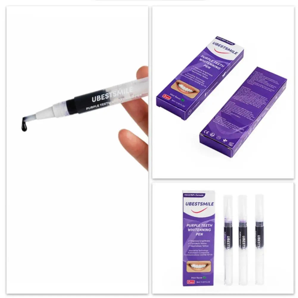 Purple Teeth Whitening Pen V34 PAP Color Corrector Tooth Stain Remover Gentle Brightening Gel Brush Oral Care