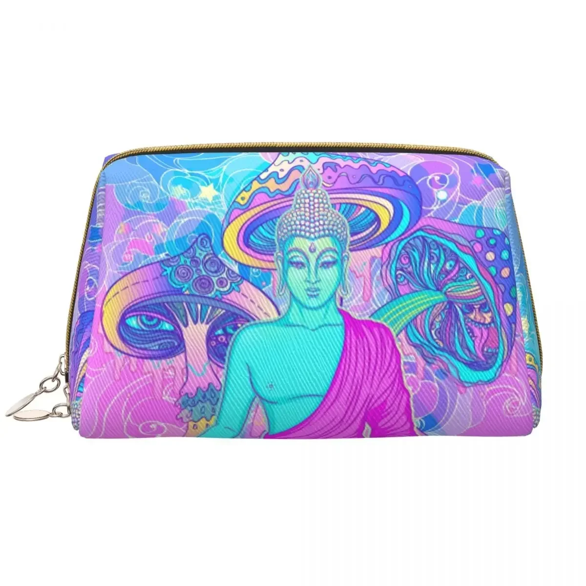 Borsa da toilette a fungo magico psichedelico da viaggio Kawaii Trippy Buddha trucco organizzatore cosmetico donna Beauty Storage Dopp Kit Box