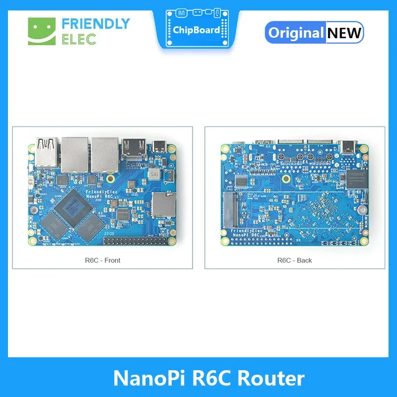Router NanoPi R6C 4GB/8GB RAM 32GB eMMC Rockchip RK3588S A76 A55 Dual 2.5G Ethernet Mendukung HDMI2 Linux/Openwrt/Debian/Ubuntu