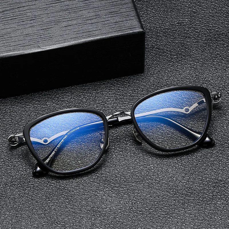 Women Oversize Sexy Elegant Cat Eye Titanium Glasses Frame Female Big Head Wide Eyeglasses Can Customize Myopia Reading Lenses