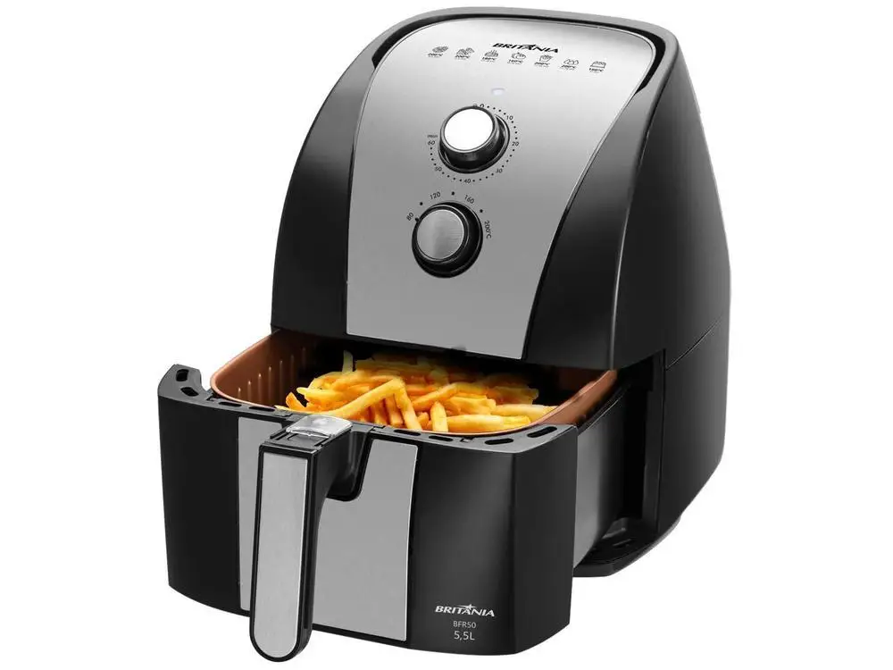 Fritadeira Elétrica sem Óleo/Air Fryer Britânia BFR51 Preta com Timer 5,2L - 220V