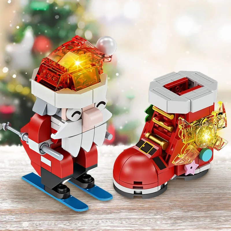 Christmas series building blocks assembled toys Christmas tree Santa Claus elk snowman small ornaments Christmas gift decoration