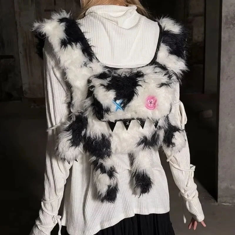 

2025 New Dual-Use Bag Cute Plush One Shoulder Personality Bag Subculture Anime Large Capacity Plush Bag Cute Sweet Cool Style
