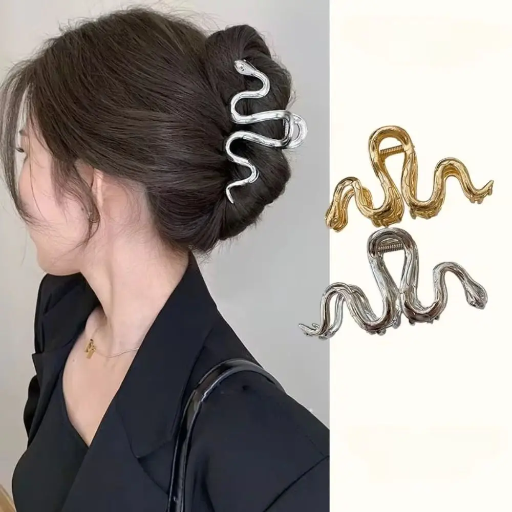 Large Snake Shaped Hair Claw Clip Wave Korean Head Back Hair Clip Hairpin Metal Grab Halloween Hair Accessories Women Pan Hair