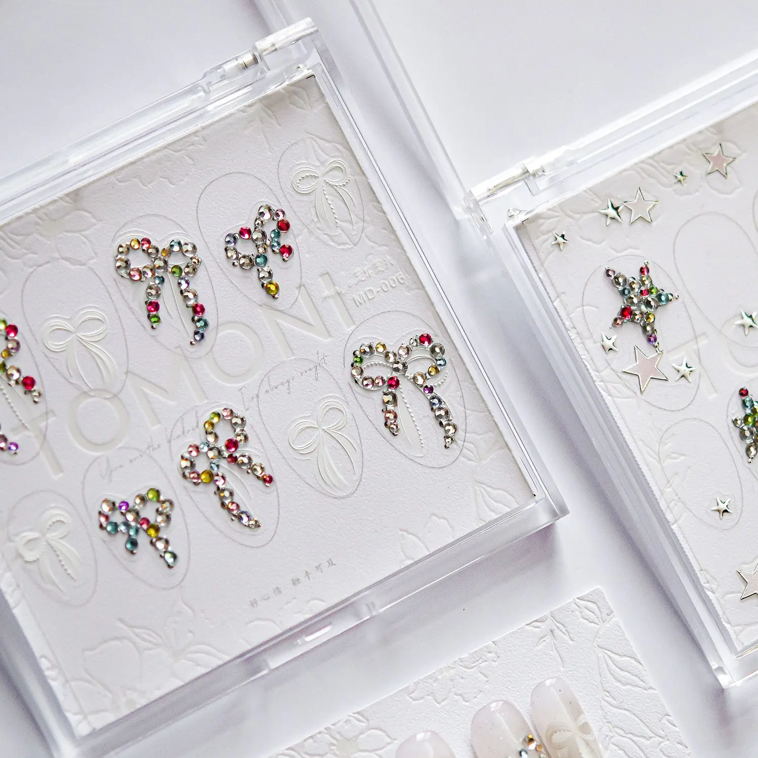 새로운 네일 다이아몬드 쥬얼리 럭셔리 다이아몬드 장식 가장자리 아크형 풀 다이아몬드 라이트 스타 크로스 네일 데코레이션 스티커 DIY