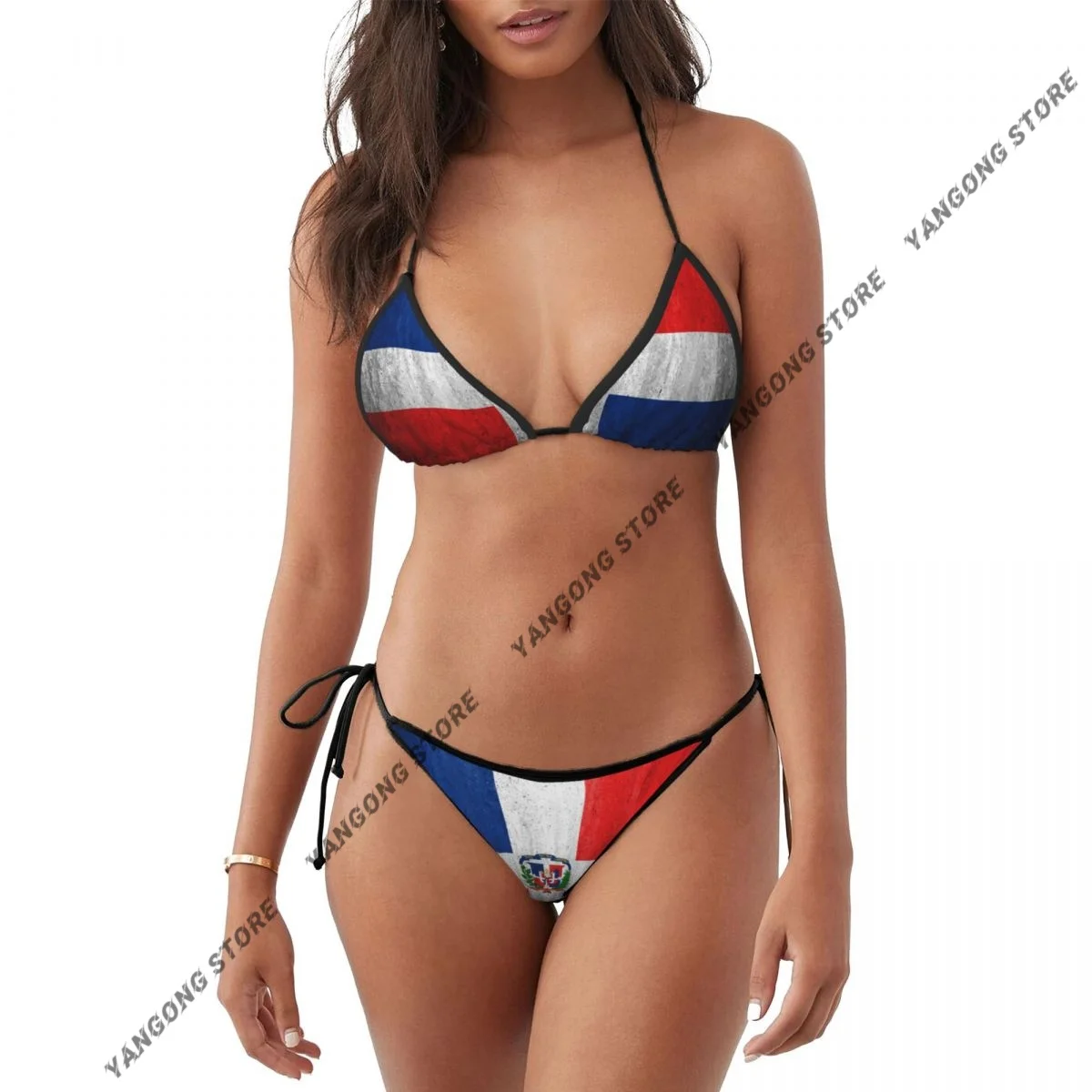 

Sexy Micro Bikini Vintage Dominican Republic Flag Swimsuit Woman Swimwear Thong Bikini Set Brazilian Bathing Suit Beach Wear