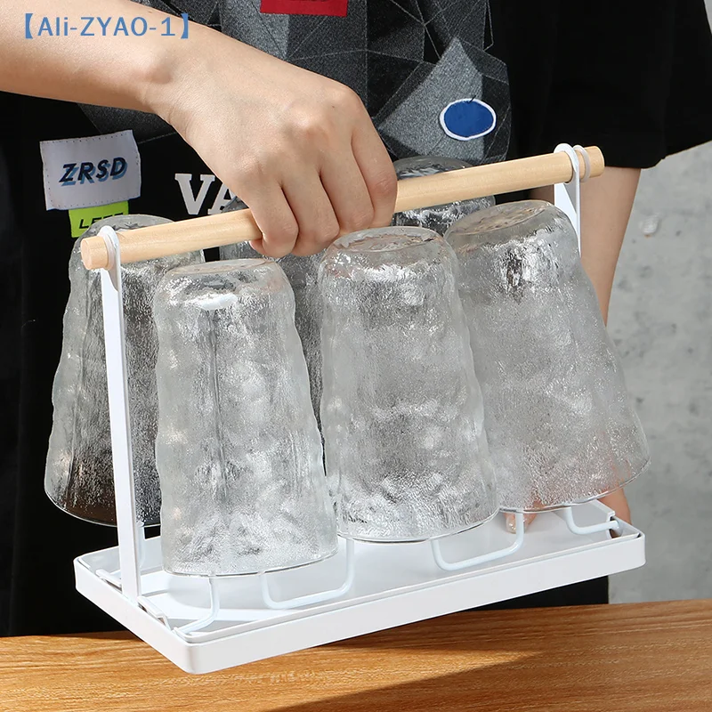 【ZYAO-1】1 Stück Langlebiges Tassen-Trockengestell im japanischen Stil, platzsparend mit Abtropfschale, Tassen-Organizer, stehender Flaschenhalter