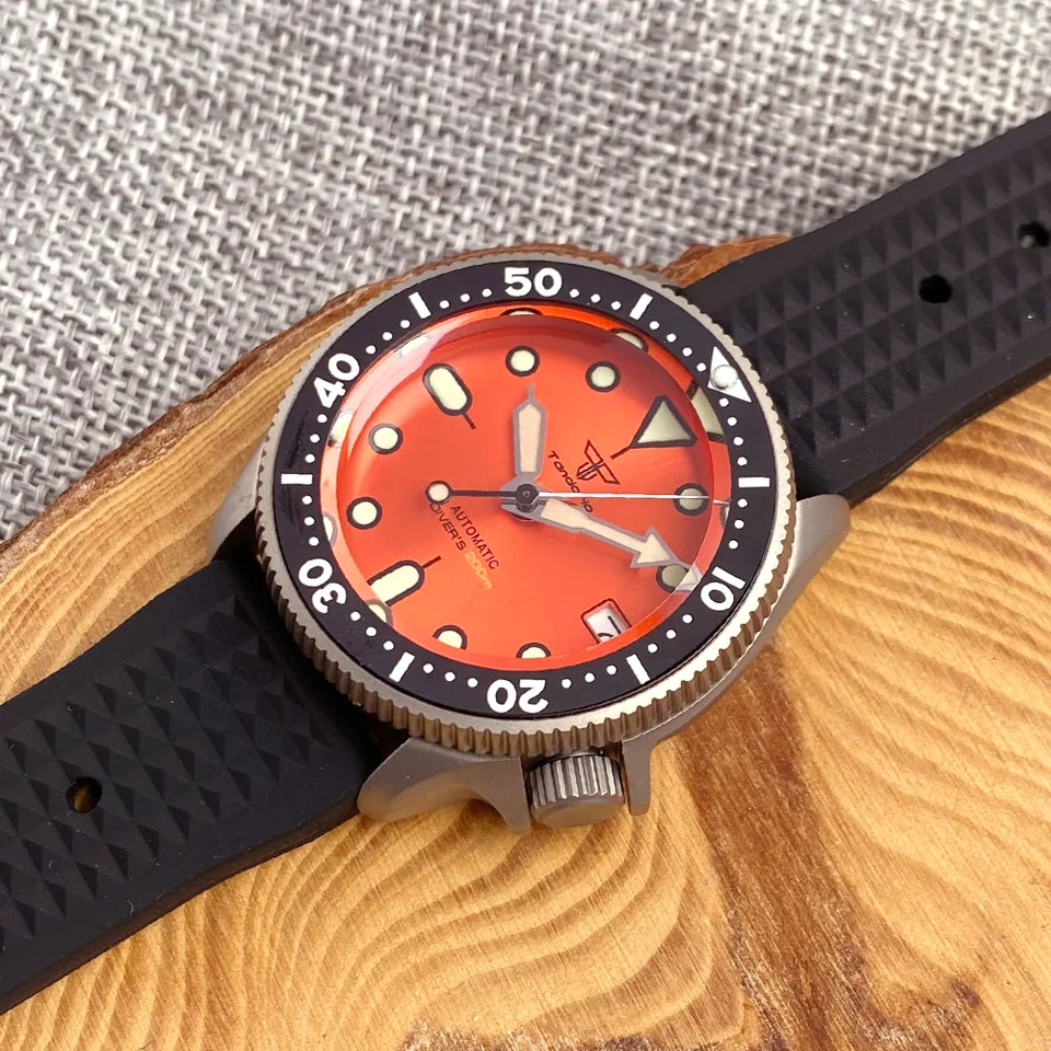 37mm 65g Titanium 20ATM Diver Sapphire Glass Black Blue Orange