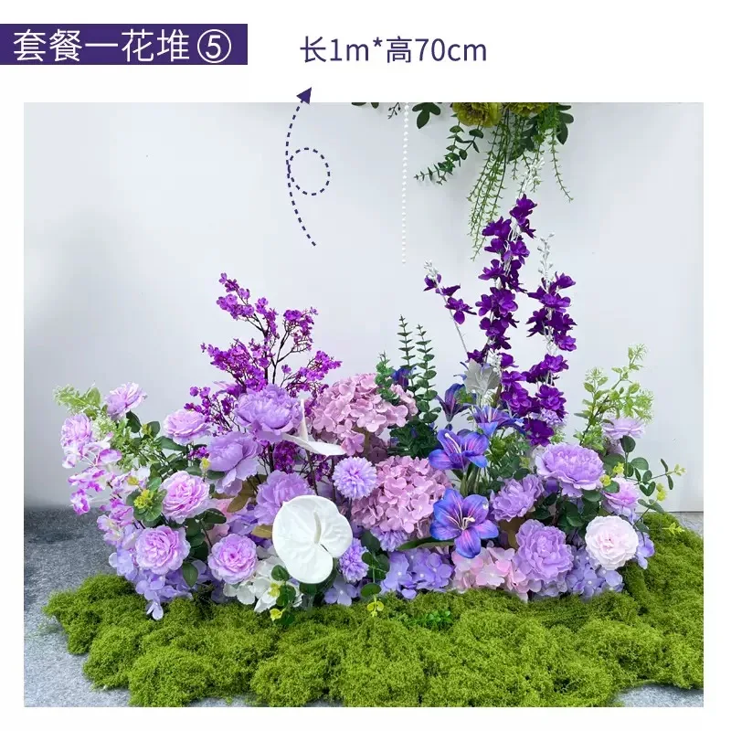 FSDKX  Elegant Fresh Nature Tone Silk Hydrangea Delphinium Sign Adornment Flower Hotel Banquet Bridal Shower Layout Supplies