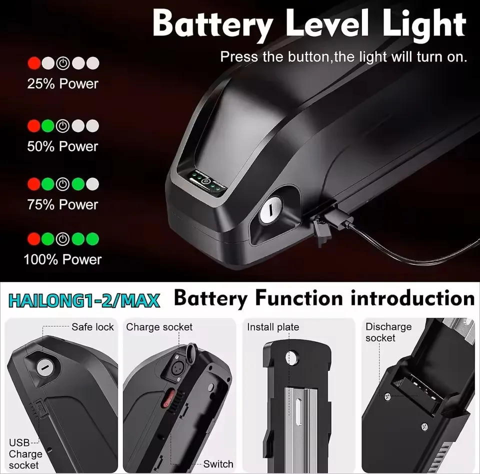 48 فولت Hailong Ebike Batterij 20 25ah 40ah 50 45ah Batterie Velo Electrique Ebike Bateria 30ah Cham rider Akumulator 1500w Battery