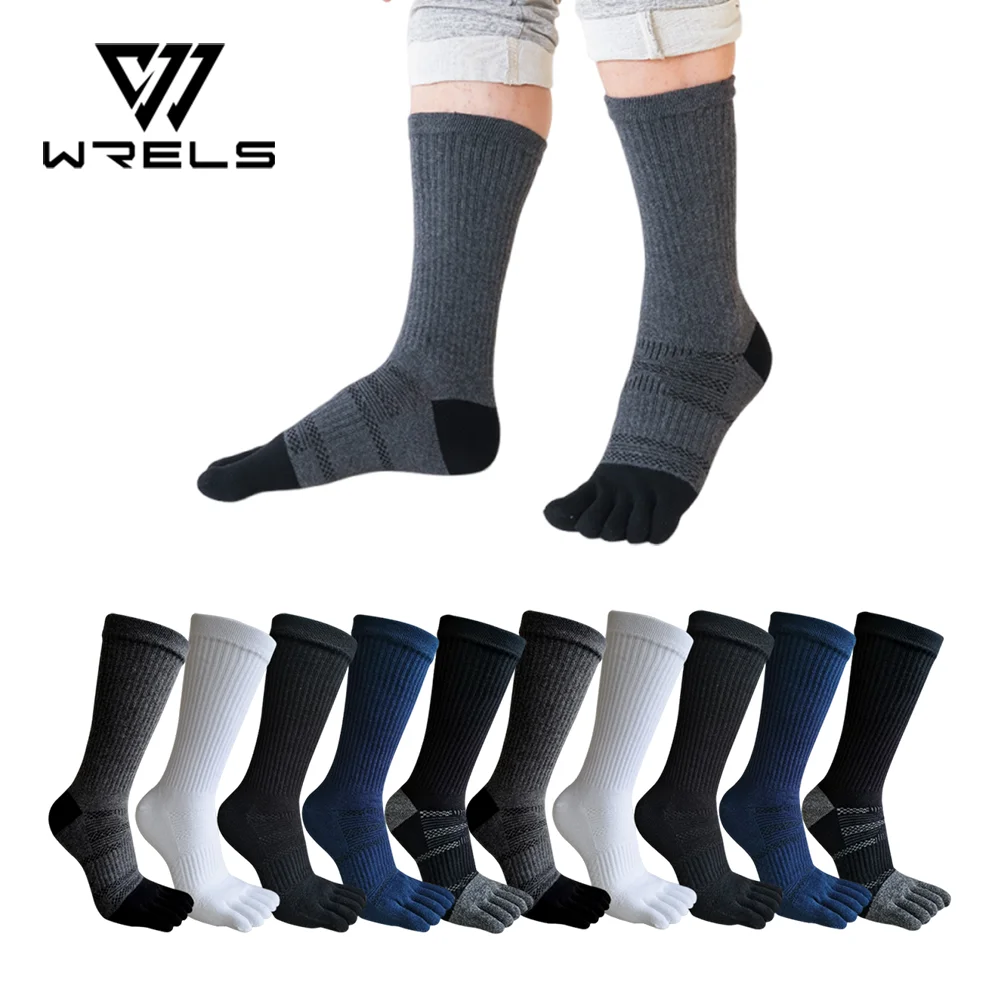 WRELS 1/2/3 Paar Zehensocken Anti-Blasen-Laufsocken Herren Rutschfeste Atmungsaktive Feuchtigkeitsableitende Nahtlose 5-Finger-Sportsocken