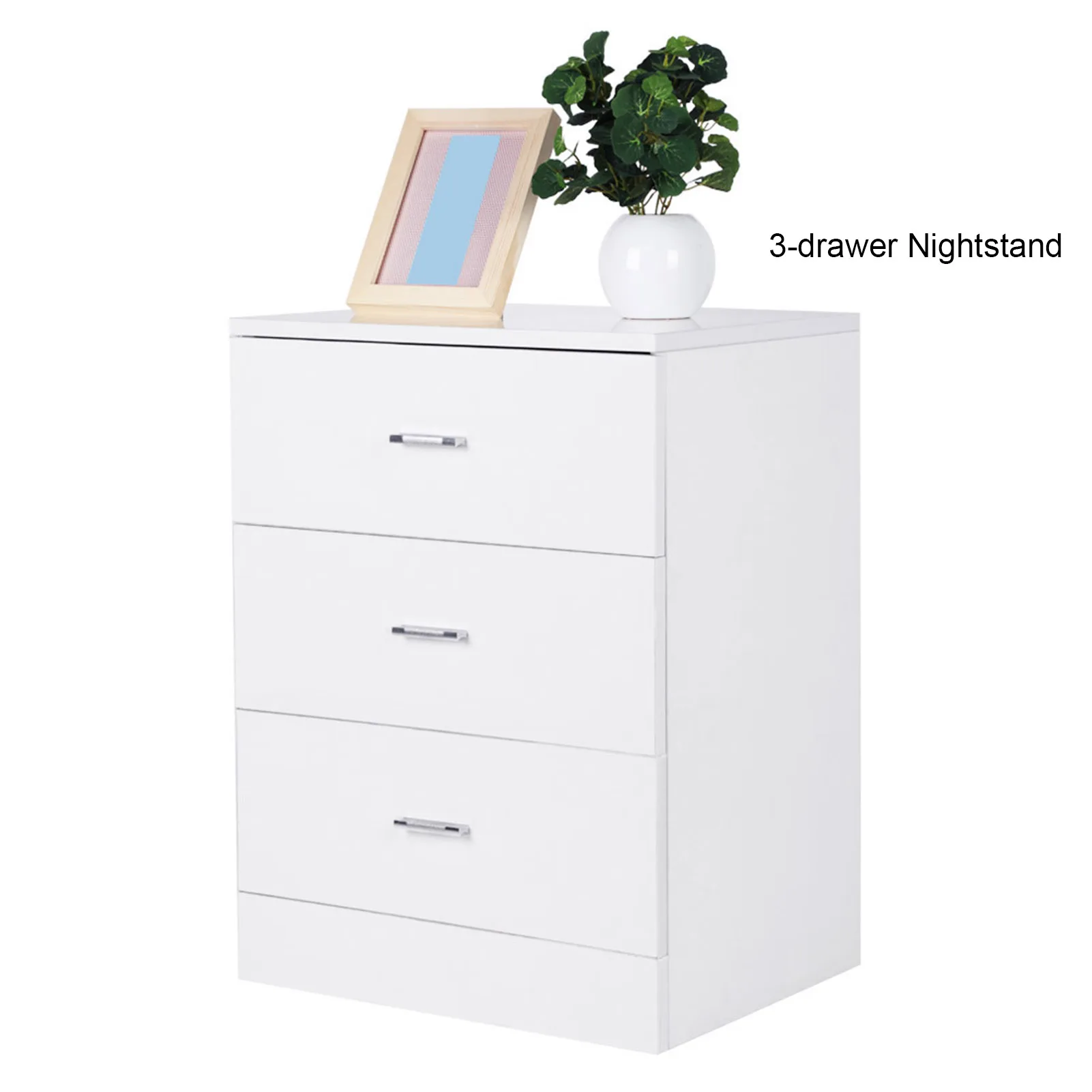 

Modern Design 3-drawer Nightstand Glossy White Nightstand End Table Side Table high quality MDF board, eco-friendly and durable