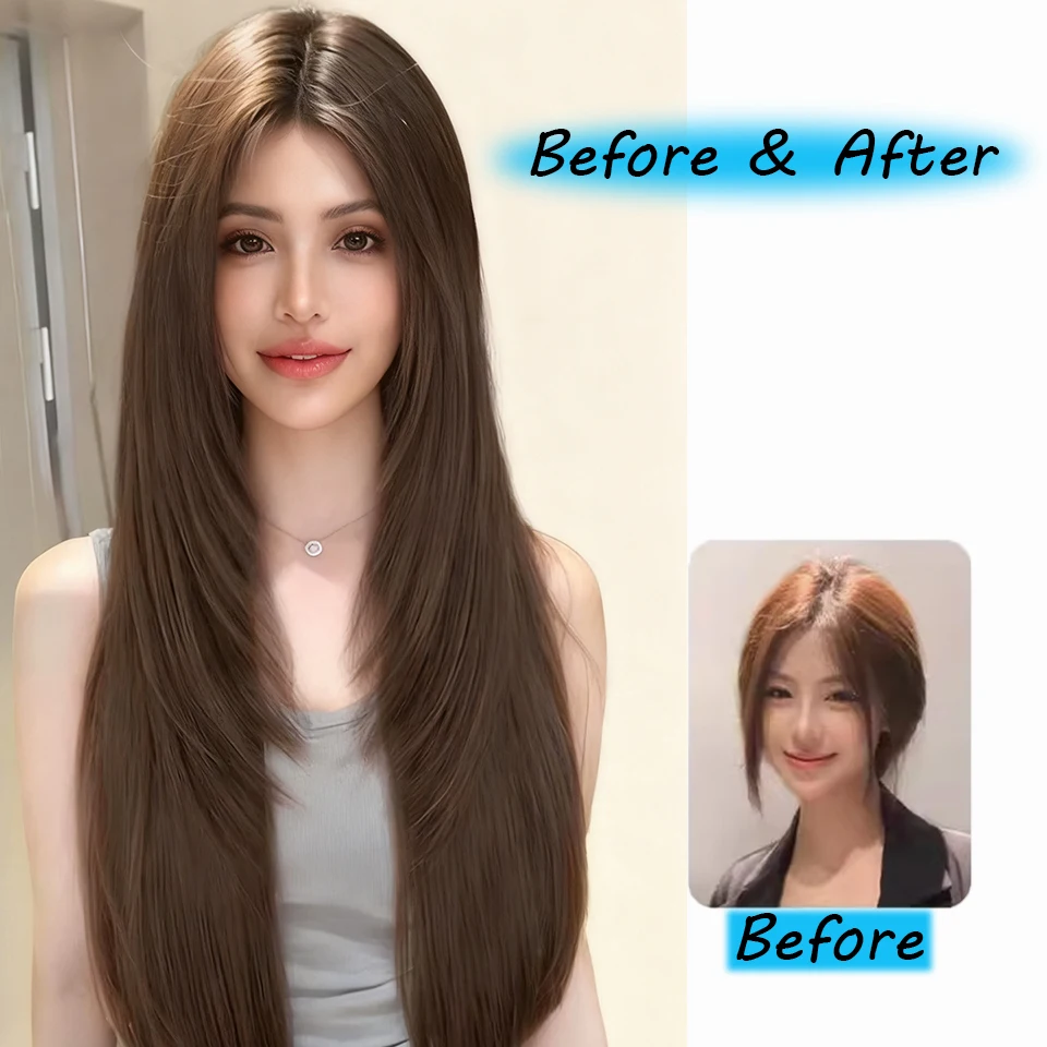 Synthetic Wig Female Long Straight Hair Wig High-Level Natural Fashion Long Straight Hair Wig Heat-Resistant Hair for Daily Use image 4