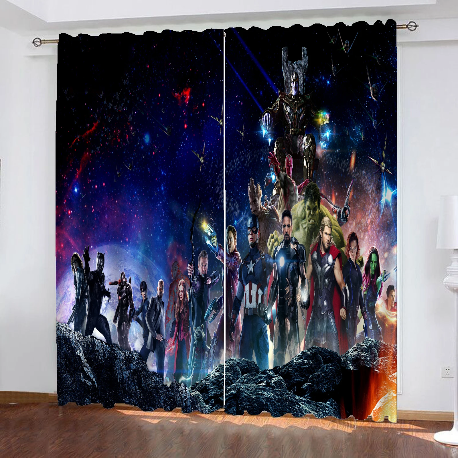 

The Avengers Curtains Perforated Anime For Living Room Bedroom Blackout Curtains 100% Polyester Home Decor