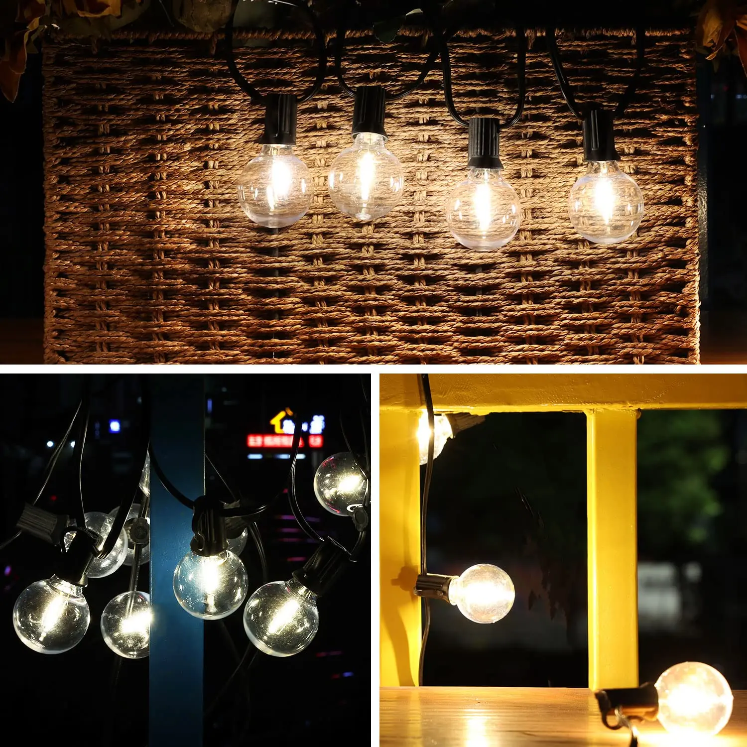 Vintage g40 led string luz substituição lâmpada 1w plástico inquebrável globo mini bola lâmpada e12 base 2200k pet edison lâmpadas