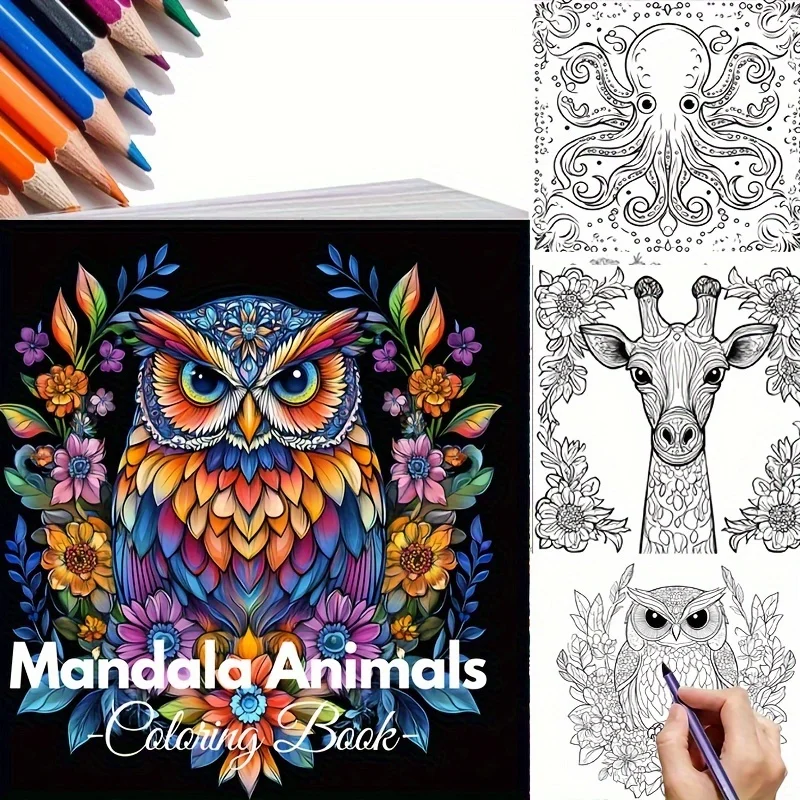 28 Pages Mandala Animals Coloring Book for Adult Stress Reduction | Colouring Book for Stress Relief and Mood Reduction Valentin