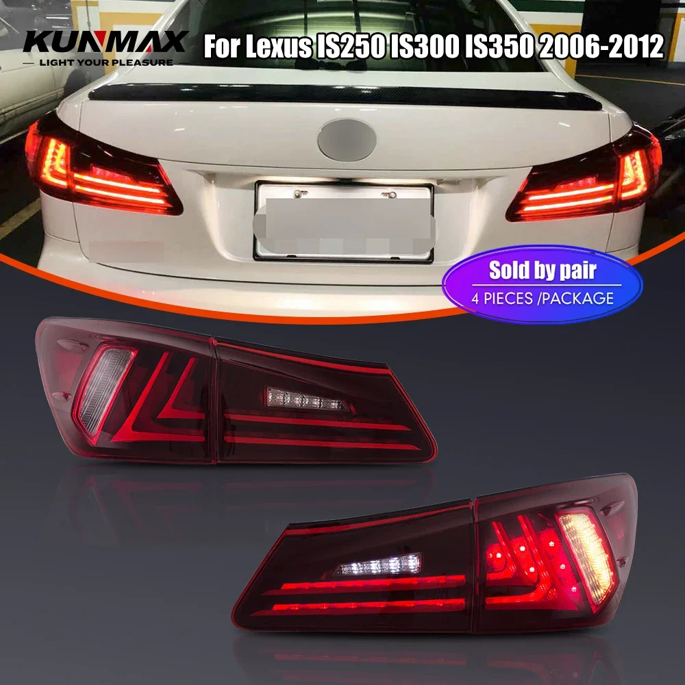 Pair Of LED Tail Lights For Lexus IS250 IS300 IS350 2006-2012 DRL Reverse Brake Turning Signal Car Rear Tail Light Assembly