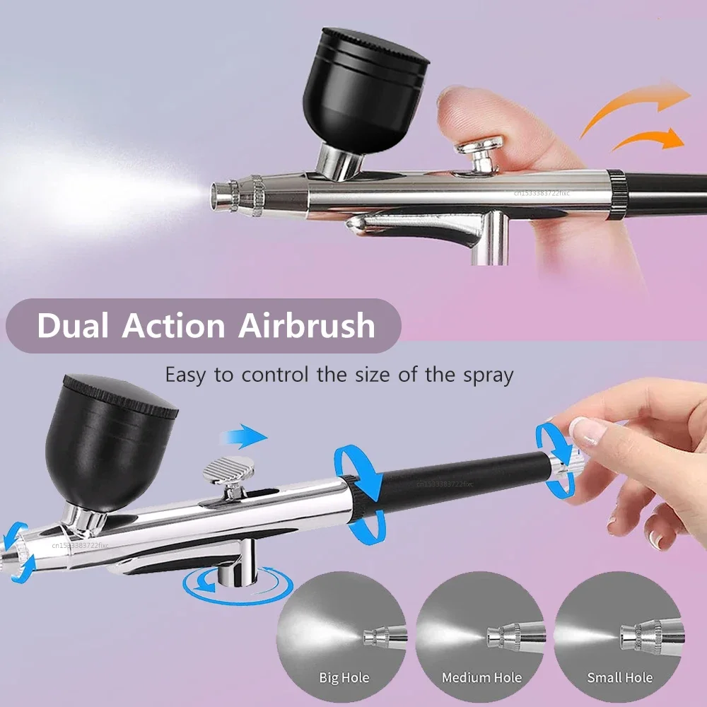 

Portable Airbrush Head with 0.3mm Nozzle - Dual Action Spray Gun Adjustable Flow for Model Painting Nail Art Cake Decorating