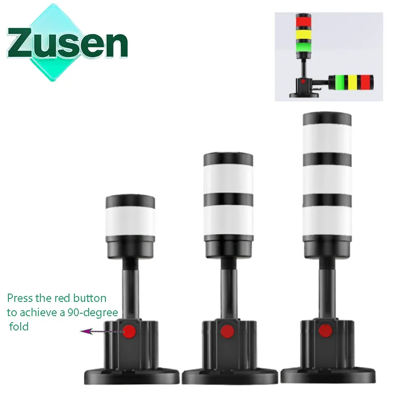 Zusen TB5 LED Integrated Alarm Multi-Layer Warning Light Three-Color Light Solid on with Sound Beep Folded 12V 24V