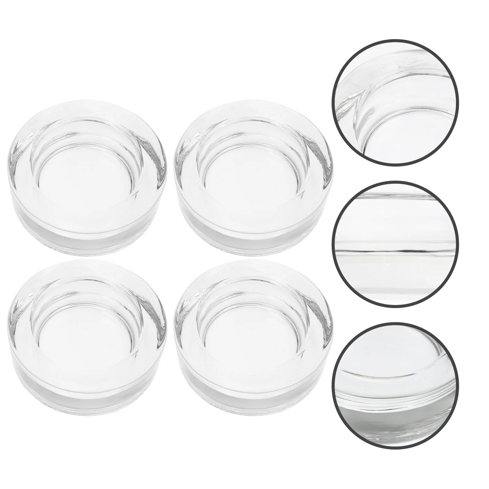 

4Pcs Round Glass Tealight Cups Crystal Holder Elegant Wedding Table Decor Stand Glass Candlestick Holder