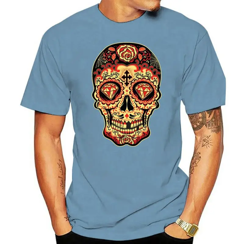 Sugar Skull Day Of The Dead T-shirt Diamond Mexican Gothic Dia Los Muertos Shirt Cotton Tee Shirt Stylish Custom