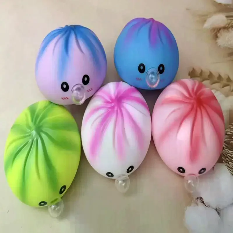Cute Dumpling Spitting Bubbles Slow Rebound Decompression Toy Relieving Stress Squeeze Toy