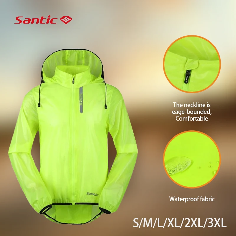 

Santic Ultralight Cycling Jacket Waterproof Raincoat Full Sleeve Women's Fluorescence Cycling Jerseys with Windproof Neckline