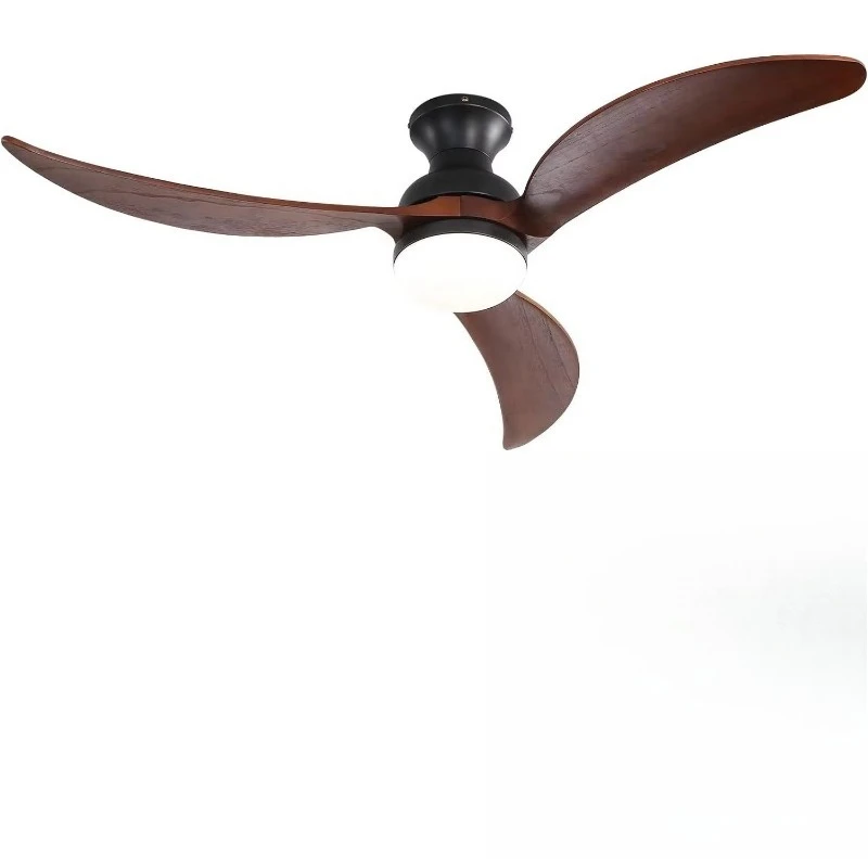 Smart Ceiling Fan 52-Inch Solid Wood Blades Remote Control With Light App Controlled For Bedrooms