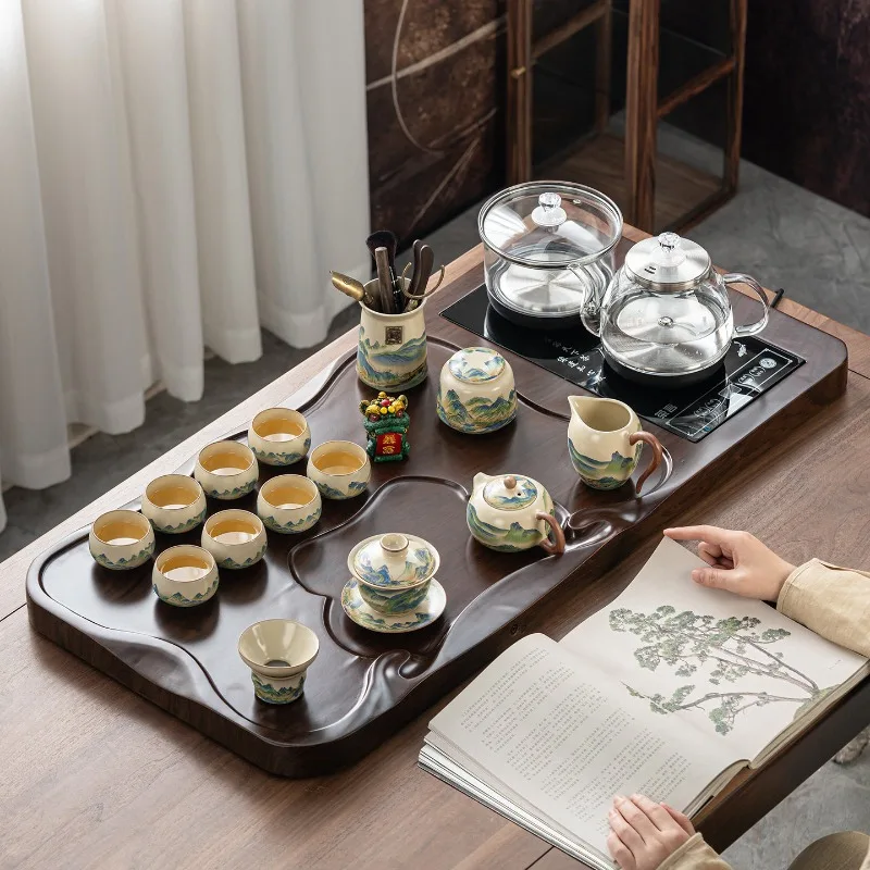 

Dining Hospitality Tea Tray Living Room Chinese Tableware Rectangle Long Valet Office Tea Tray Luxury Bandejas Home Products