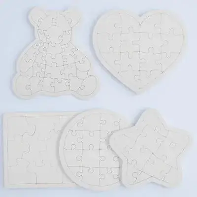 Rompecabezas en blanco para pintar, dibujar, bricolaje, colorear, juego de actividades artesanales, piezas de rompecabezas de papel blanco, creativo, 5 uds.
