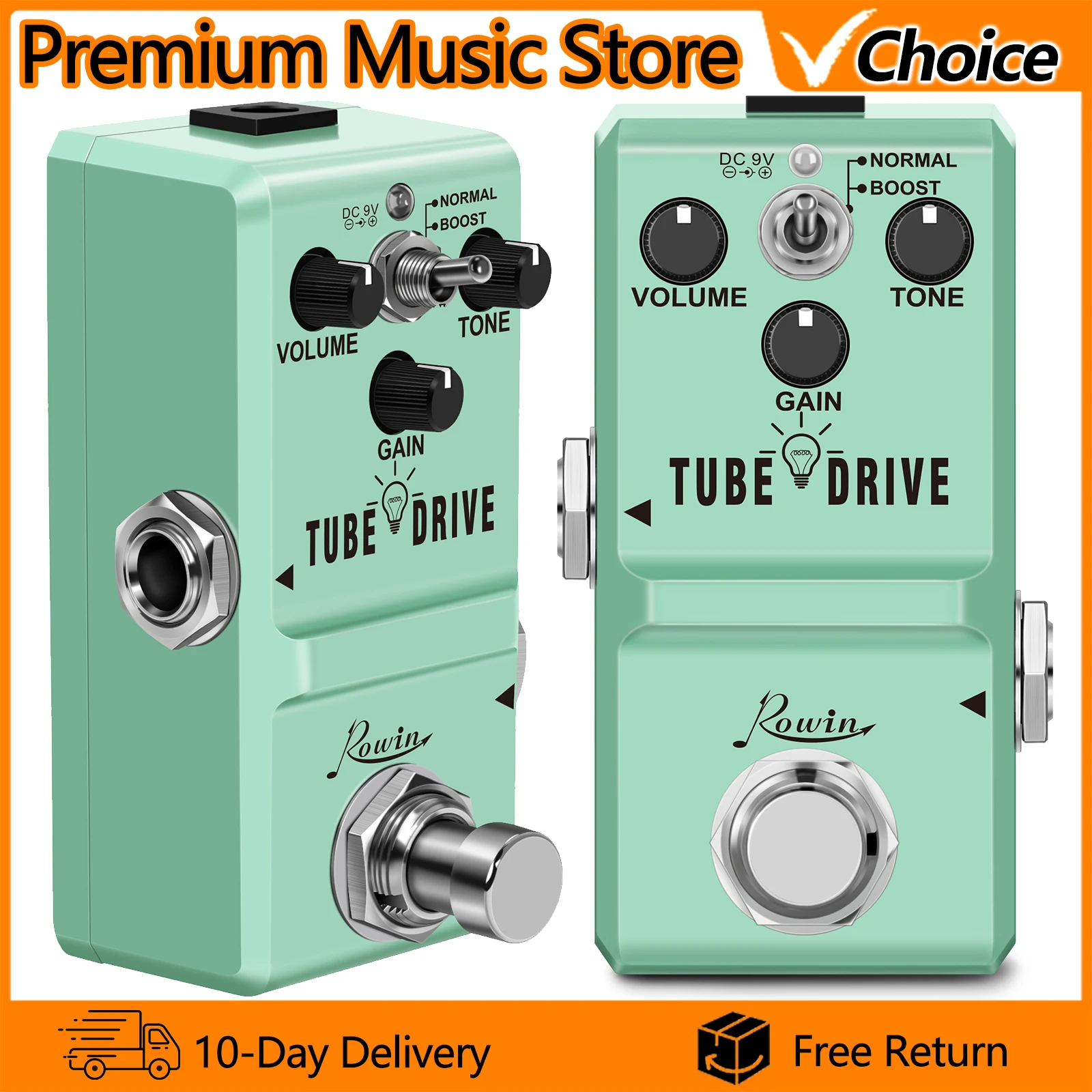 

Гитарная педаль ROWIN LN-328 Tube Drive: аналоговый овердрайв, классический блюз, дисторшн, режимы Normal и Boost