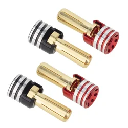 Conector Banana tipo bala para batería de coche RC, disipador de calor de latón, color negro y 2 rojo, 3,5mm/4,2mm/5,2mm, 2 unidades