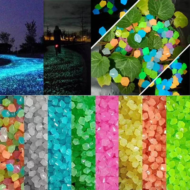 200Pcs Luminous Stone Garden Pebbles Glowing Decor Luminous Stone Fish Tank Aquarium Ornament Outdoor Yard Lawn Path  Decoration