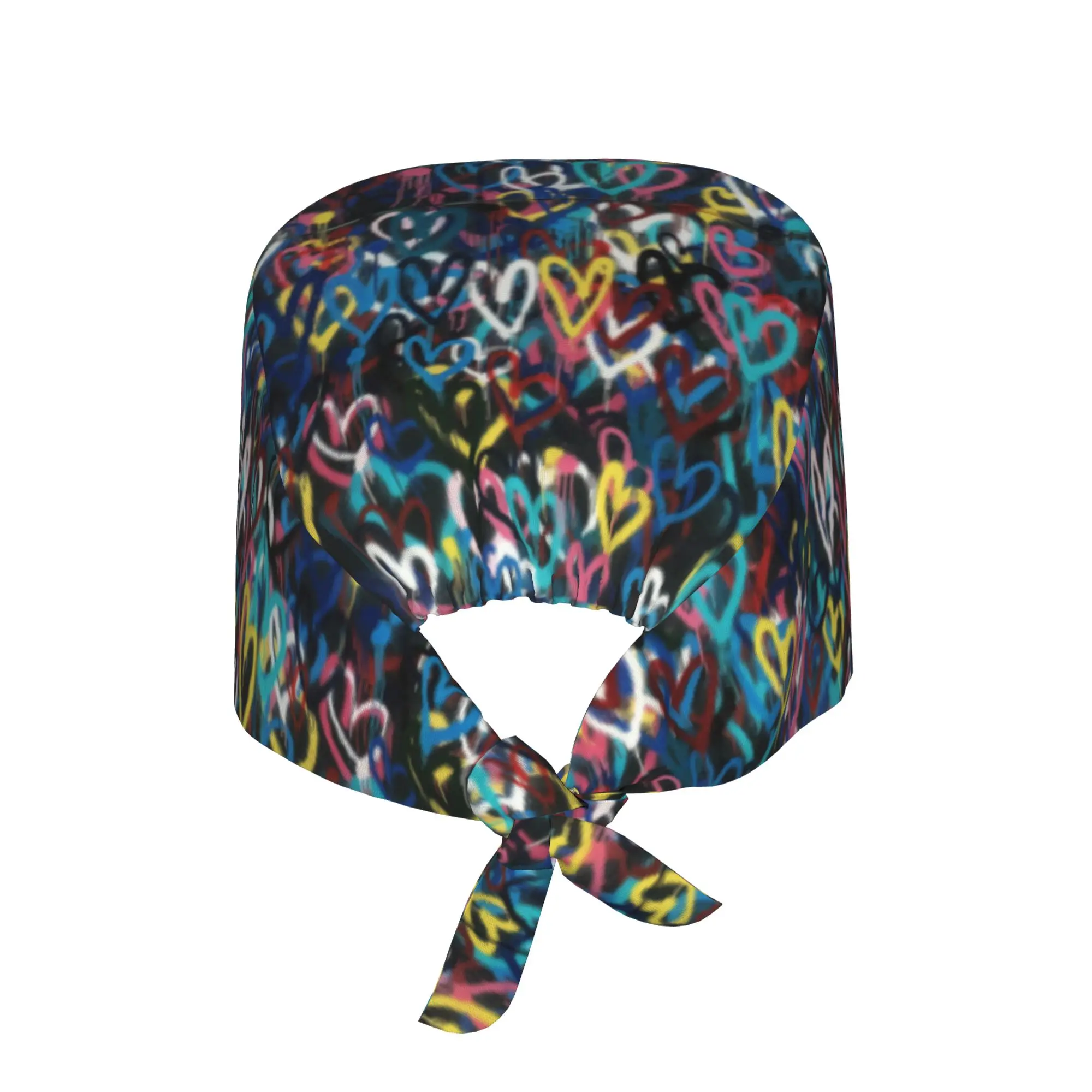 Custom Heart Graffiti Scrubs Cap Surgical Hats Women Men Banksy Street Art Operating Room Cap Nursing Cap Lab Works Hat