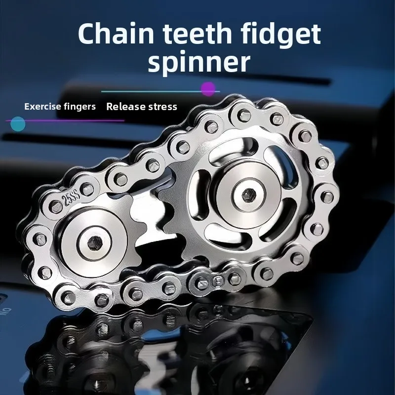 Nouvelles pignons volant d'inertie doigt Gyro Fidget Spinner anti-stress anxiété chaînes de vélo en métal EDC Spinner Fidget jouets pour adulte