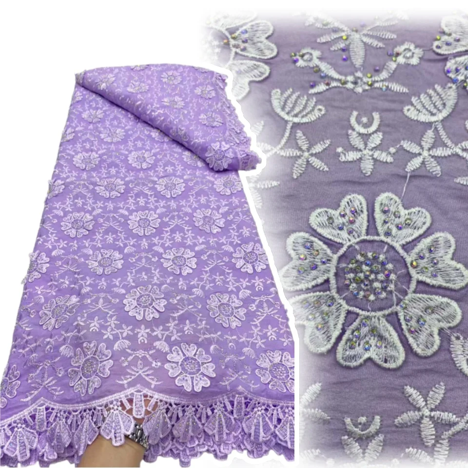 

2025 новейшее высокое качество в африканском нигерийском стиле с тюлем, кружевная ткань, гипюровые платья, вышивка блестками, 5 ярдов SZ1157